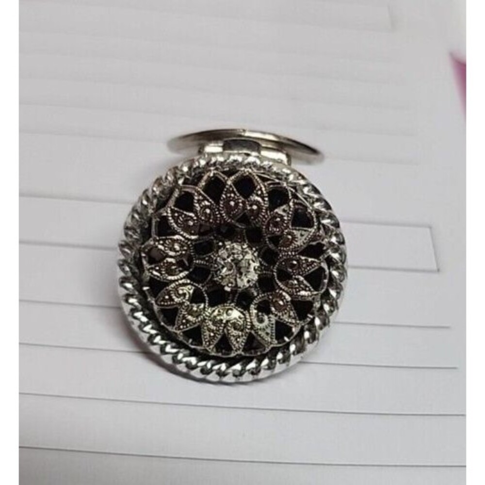 Victorian style scarf clip, necklace enhancer, silver tone